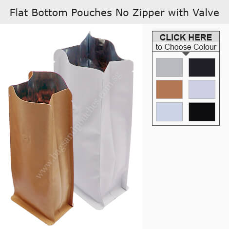 Flat Bottom Pouches No Zipper With Valve Flat Bottom Pouches No Zipper With Valve
