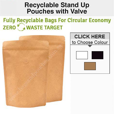 Recyclable Stand Up Pouches With Valve Regular Size